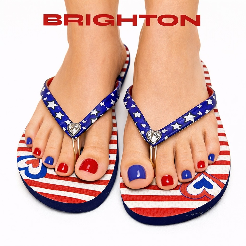 Brighton Skyler Blue Combo Flip Flops Women’s Size 6 Medium New